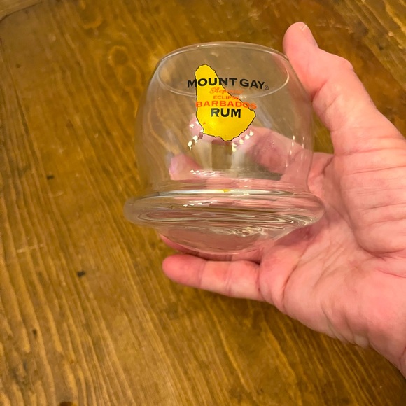 Mount Gay Rum No Spill Glass Wobbly Bottom Glass Refined Eclipse Barbados
